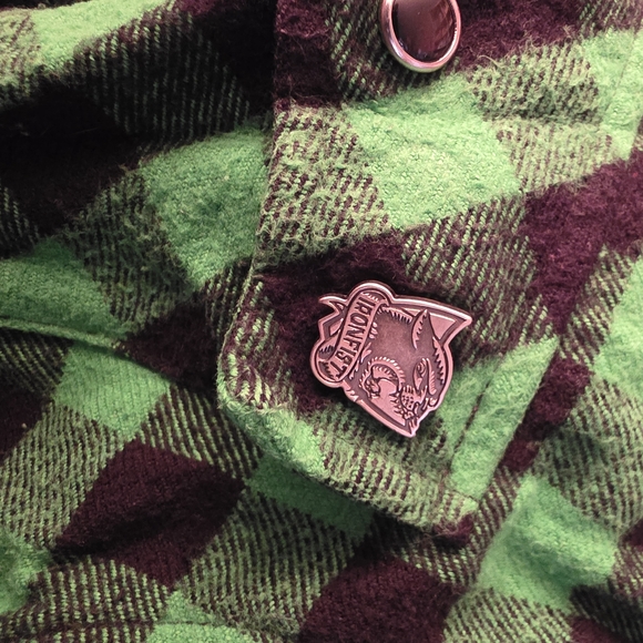 Mens Iron Fist Bright Green Flannel Sugar Skull Shirt Sz Medium Pearl Snap - Picture 3 of 8